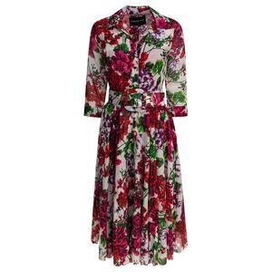 SAMANTHA SUNG Floral Print Midi Shirt Dress Women PINK Dresses